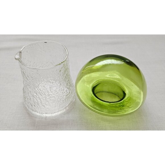 A Set of Three Vintage Handblown Glass Green Mushroom Canisters 6", 5.5" , 5" - Picture 10 of 10